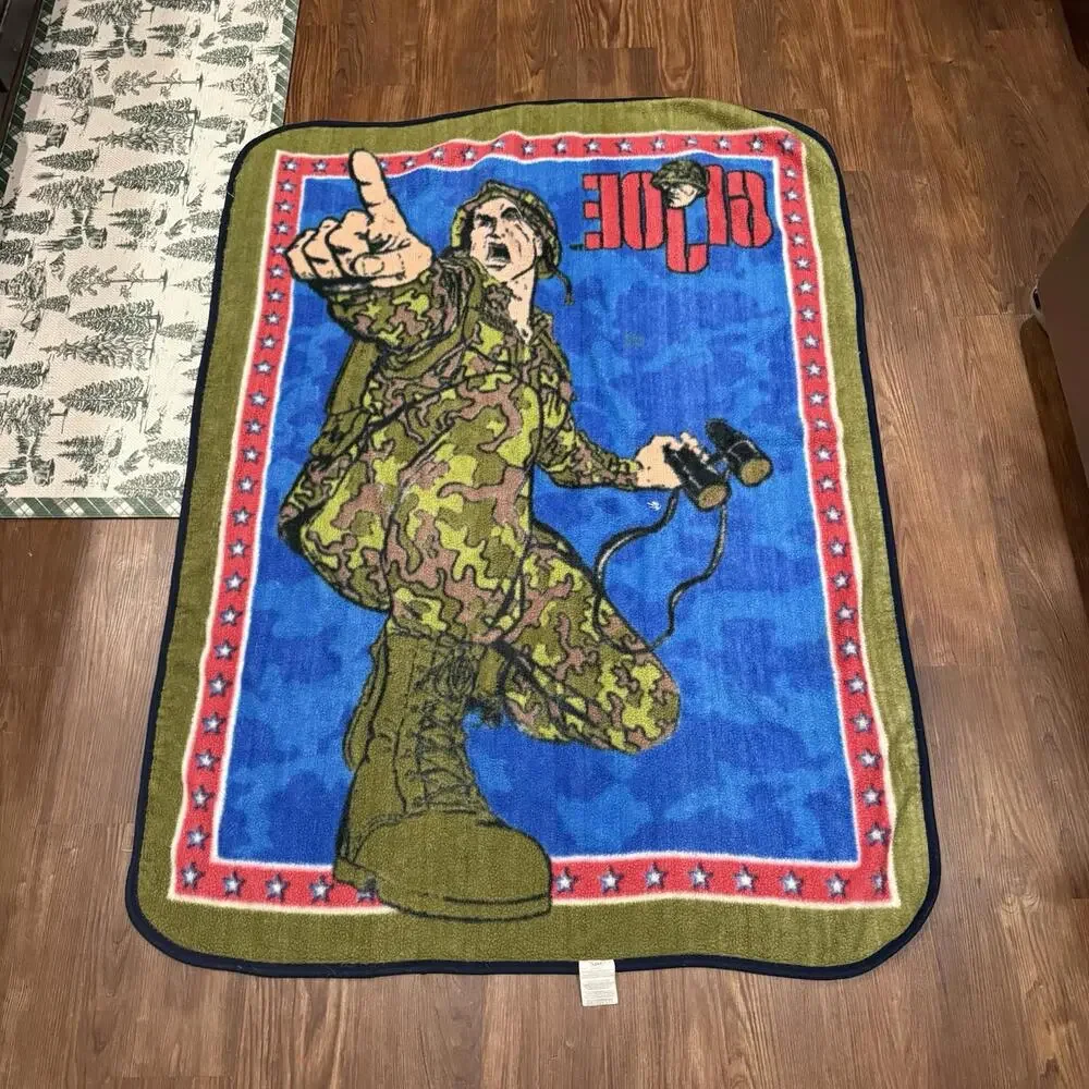 Vintage 90s/00s RARE G.I. JOE Army Military Novelty Promo Blanket Size 58x42‎